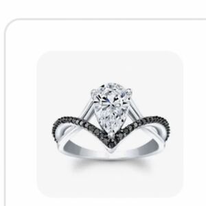 925 Silver Ring Pear Cut White Sapphire Size 9